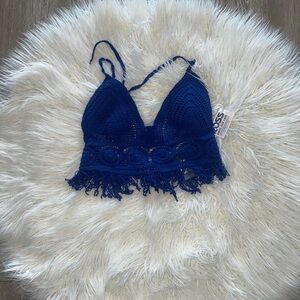 Blue Crochet Bralette Top
